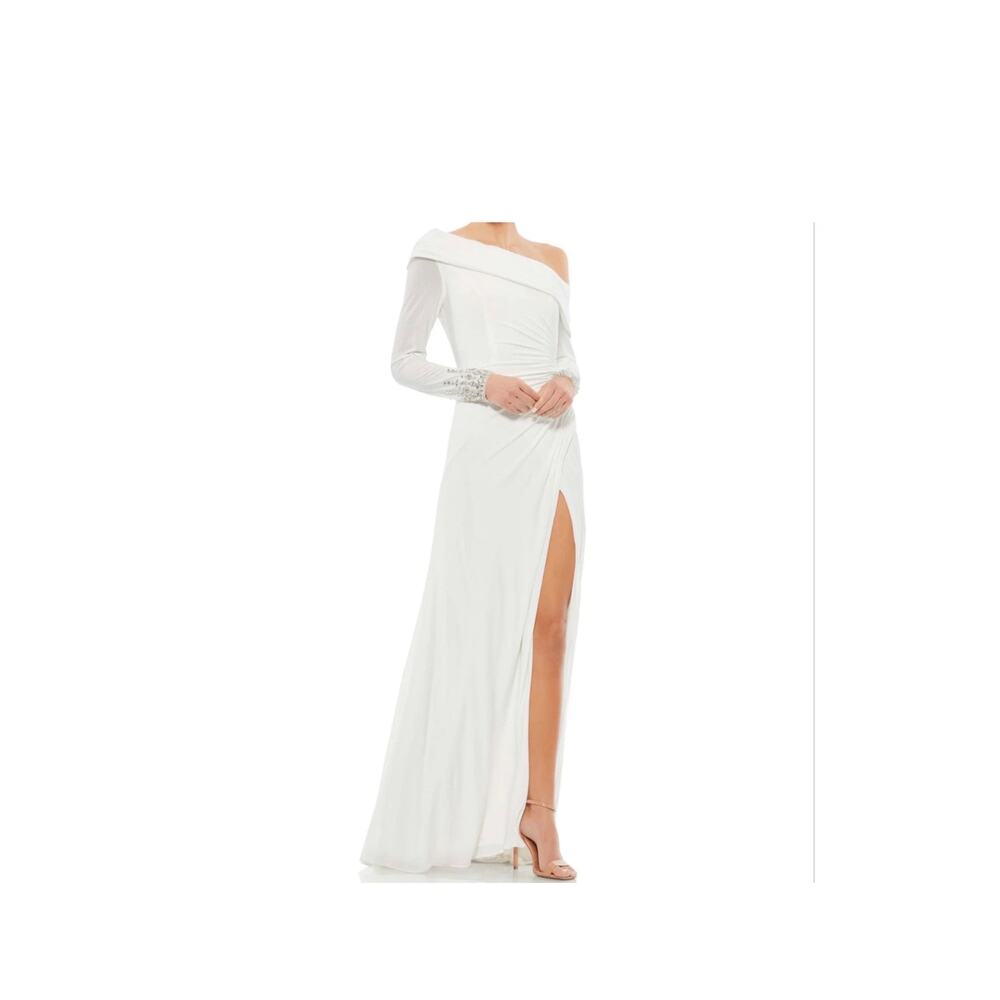 Elegant Mac Duggal Jeweled Cuff Asymmetrical Evening Gown - Picture 2 of 16